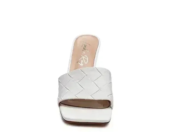 Woven High Heel Sandals - Square Toe Slip-On - Boho Summer Shoes