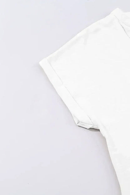 White Notched Neck Batwing Sleeve Blouse | Femstylo