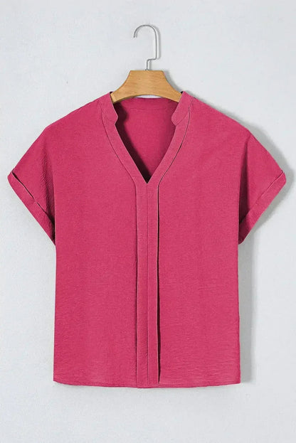 White Notched Neck Batwing Sleeve Blouse | Femstylo