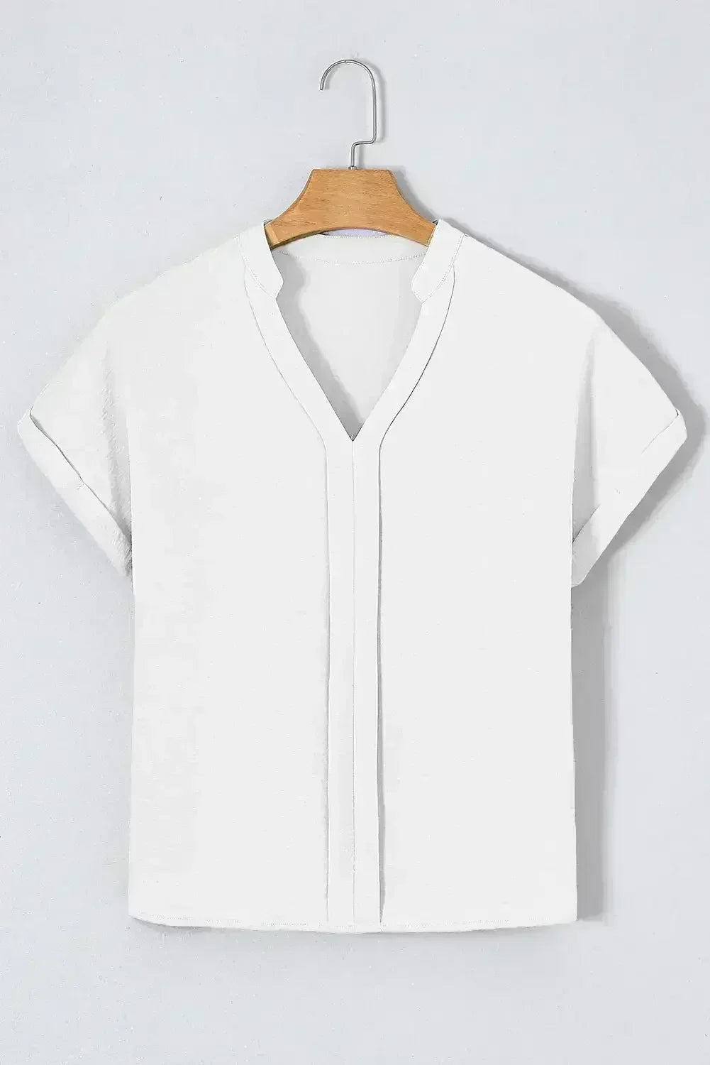 White Notched Neck Batwing Sleeve Blouse | Femstylo
