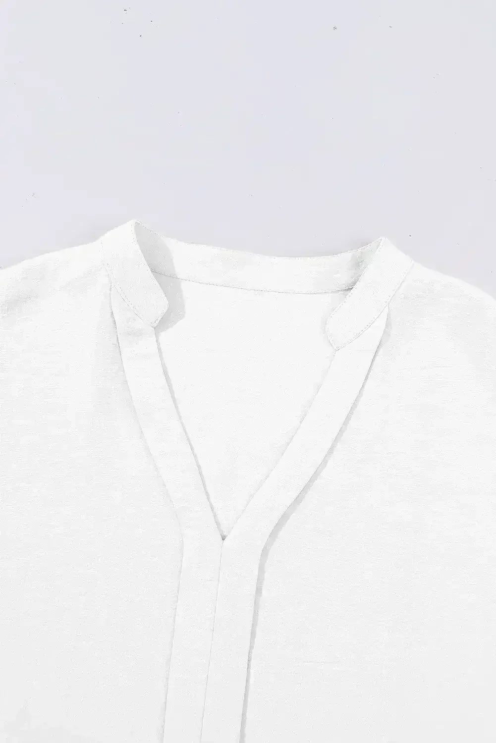 White Notched Neck Batwing Sleeve Blouse | Femstylo