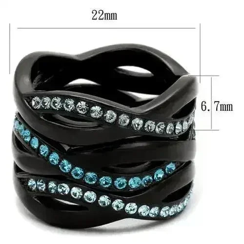 TK2492 - IP Black(Ion Plating) Stainless Steel Ring with Top Grade