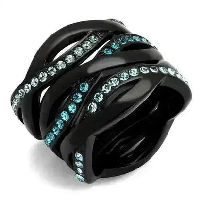 TK2492 - IP Black(Ion Plating) Stainless Steel Ring with Top Grade