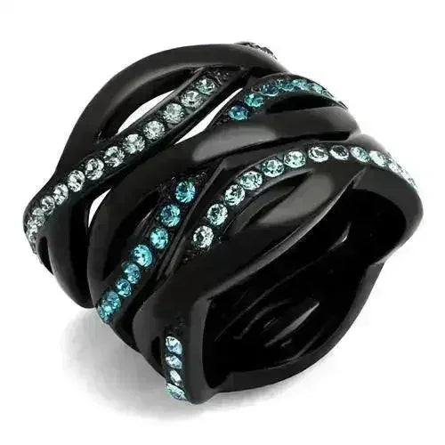 TK2492 - IP Black(Ion Plating) Stainless Steel Ring with Top Grade