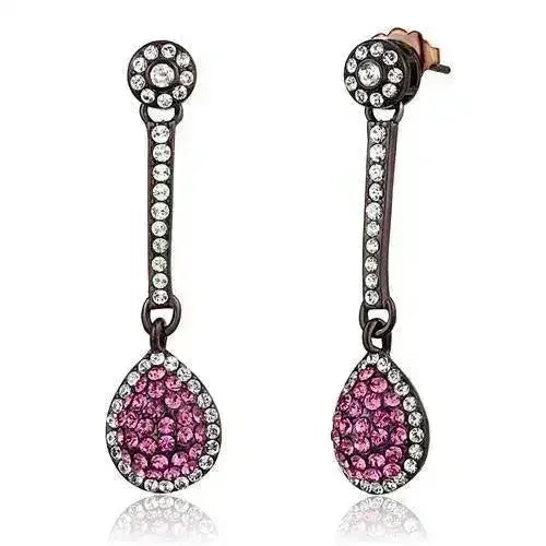 TK2724 IP Coffee Stainless Steel Earrings – Rose Crystal Accents